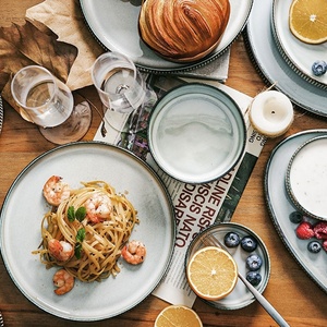 Ceramic Bone China High-End 4-Person <b>Microwave</b> Safe Dishwasher Safe Dinnerware <b>Set</b> Home Use Vintage Luxury Design Bowls Plates - Product Image 3