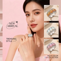 Nouvelles bagues tendance 2026 en laiton plaqué or/argent 18 carats avec opale rose et opale blanche pour femme, bijoux de mariage classiques avec pierre précieuse ovale