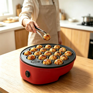 Machine à takoyaki électrique portable de table, antiadhésive, avec protection contre <span class=keywords><strong>la</strong></span> surchauffe, 18 trous, chauffage rapide, surface froide au toucher, pour usage domestique - Product Image 5