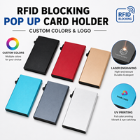 Porte-cartes de crédit RFID en alliage d'aluminium et acier inoxydable, personnalisé avec logo, pour hommes, fin et minimaliste, usiné CNC