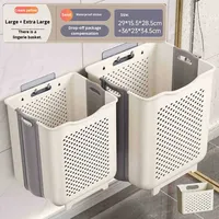 Panier à linge sale pliable mural en plastique pour la cuisine et la salle de bain, compatible avec la machine à laver