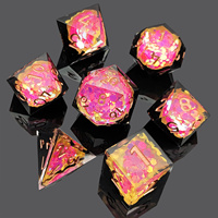Ensemble de dés en résine personnalisés effet géode avec effet pierre de cristal, fabricant de dés polyédriques à bords vifs pour RPG, DND, Kickstarter, OEM