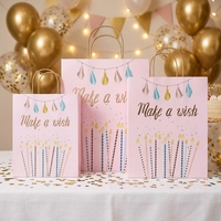 Sacs en papier pour cadeaux d'anniversaire avec estampage à chaud doré, sacs d'emballage pour cadeaux, artisanat, vêtements, centres commerciaux, sacs en carton blanc
