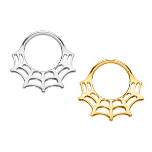 ASTM F136 titanio setto anello Clicker disegno di ragnatela gotico naso anello orecchio cartilagine Piercing gioielli argento oro da donna - Product Image 1