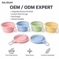 Bol de voyage pliable en silicone SILISUM personnalisé, bol d'alimentation pour chien pliable portable, bol pour animaux de compagnie en silicone de qualité alimentaire
