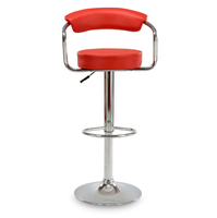 Îlot de cuisine moderne, tabouret de bar en cuir rouge haut de gamme avec pédale
