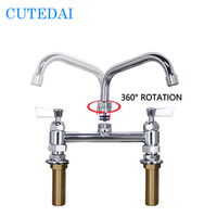 Robinet de salle de bain de cuisine commerciale finition chromée laiton 196mm-212mm trou réglable pont de bec exquis excentrique industriel
