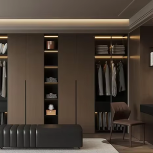 Modern <b>Wood</b> Freestanding Walk-in <b>Wardrobe</b> with 6 Doors Large Capacity Space Saving DIY Villa Home Furniture Bedroom Living Room - Product Image 1