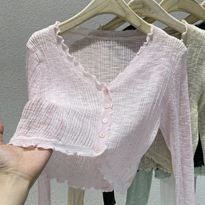 <strong>Summer</strong> <strong>White</strong> Sun protection Long Sleeved Knitted <strong>Cardigan</strong> Thin Design - Product Image 2