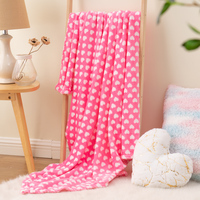 PEM Hersteller Liefert Individuell Bedruckte Herz-Flanell-Fleece-Decke Rosa Weiche Plüsch-Bettdecke für Feiertagsgeschenke