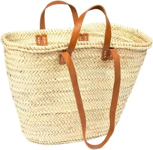 Delicate handmade moroccan wicker basket golden wicker basket with built-in handles wholesale
