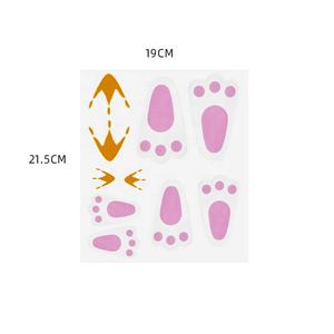 627252 Stiker Jejak Kelinci Paskah Anak-Anak-2 Lembar Per Paket Jejak Kelinci Merah Muda dengan Cetakan Burung Dekorasi Permainan Mencari Telur Kertas - Product Image 2