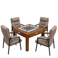 Table de Mahjong Automatique de Luxe Premium en Mélamine/Acrylique avec 4 Chaises Ergonomiques en Cuir PU et Finition Laquée Brillante pour le Divertissement