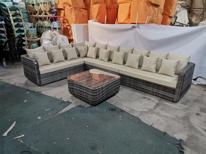 Guangzhou Modern Outdoor <strong>Furniture</strong> l Shaped Pool Side Patio Rope <strong>Rattan</strong> Teak Loveseat Wicker <strong>Garden</strong> <strong>Corner</strong> Sofa Set - Product Image 2