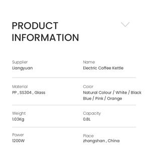 0.8L 1200W Multi Color Kettle Body Stainless Steel <b>Tea</b> <b>Maker</b> Gooseneck Pour Over Drip Electric Coffee Kettle - Product Image 5