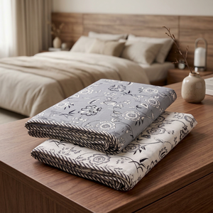 Wholesale Export 100% Cotton Hand Block Printed Dohar Blanket <b>Floral</b> Ethnic All-Season <b>Bedspread</b> 90X108 Inches Home Textile - Product Image 3