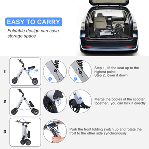 Triciclo Eléctrico TopMate <span class=keywords><strong>ES33</strong></span> Ligero y Plegable, Scooter de Movilidad de 3 Ruedas, Batería Extraíble, Llantas de 8 Pulgadas, Función de Reversa - Product Image 4