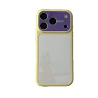 Coque en acrylique mignonne bicolore pour iPhone 13 14 15 16 17 Pro Max, protection de caméra avec grande fenêtre et pare-chocs