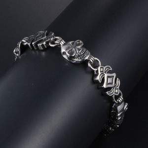 Skull Bracelet For Men <b>Titanium</b> Steel <b>Chain</b> Geometric Pattern Party Jewelry CE506 - Product Image 4