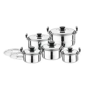 Bán buôn thép không gỉ Cookware chậu Set đồ nhà bếp 10 cái súp nấu ăn nồi soong chậu