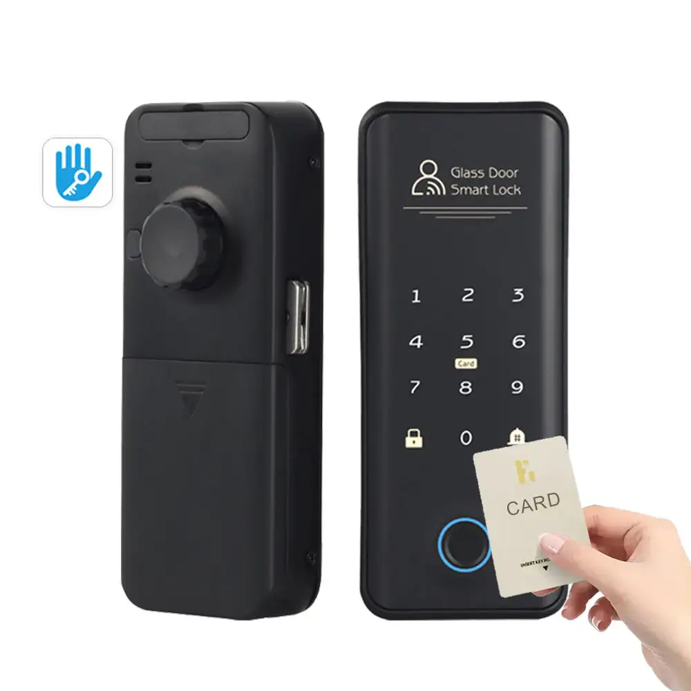 Factory Price Digital Fingerprint Glass Door Lock Smart Home Tuya Google Home Intelligent Electronic Door Handle Smart Lock