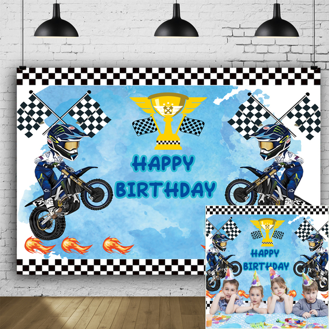 Cartoon Model Car Photography Backdrop Competition Theme Banner for Children's Birthday Baby Shower Photo Booth Props Decoration