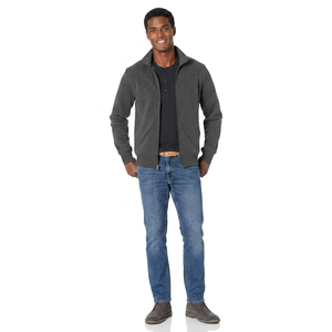 Sudadera de invierno 100% algodón para hombre al por mayor, cuello simulado, forro polar, moda casual, con cremallera, bordada, personalizada - Product Image 1