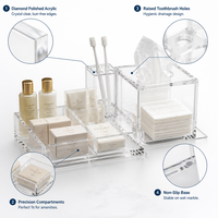 Ensemble d'accessoires de salle de bain d'hôtel en acrylique usiné CNC sur mesure, plateau à articles de toilette, porte-brosse à dents, couvercle de boîte à mouchoirs, Chine