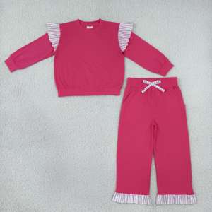 Conjuntos de 2 Piezas de Ropa al por Mayor para Niñas Pequeñas, Sudadera Informal de Color Sólido para Primavera y Otoño, Camiseta con Volantes y Pantalones Leggings - Product Image 5