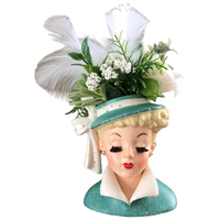 Vase de sol en céramique antique vintage, peint à la main, magnifique, élégant, représentant une dame