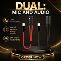 Adaptateur USB-C vers double prise audio 3,5 mm avec puce DAC numérique, 28 cm, pour casque et microphone, idéal pour le gaming et le streaming en direct
