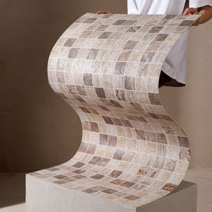 RCL Mosaico ignífugo Mármol Aspecto Piedra Travertino Losa Ligero 3D Panel de pared Piedra Revestimiento flexible Piedra para exterior - Product Image 2