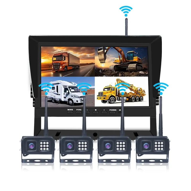 Produk baru 10.1 inci WIFI monitor dvr 4CH 1080P kamera wifi truk pelacak gps pemantauan video WiFi sistem tampilan belakang