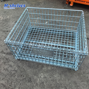 Jaulas de Almacenamiento Plegables de Acero con Ruedas, Contenedor de Malla Industrial Móvil Plegable, Resistente a la Corrosión - Product Image 3