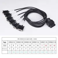 Cable de Conexión de Diagnóstico OBD2 Macho a DB9 Hembra de 6 Conductores, Tarjeta CAN Serial, Puerta de Enlace de Prueba RS232