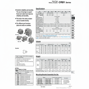 Actionneur rotatif pneumatique SMC CRB1BW63-90S pièces pneumatiques - Product Image 1
