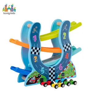 Konig Kids Educatief Speelgoed U Type Vierdeks Katrolvloeren Houten Speelsets Slot Auto Speelgoed