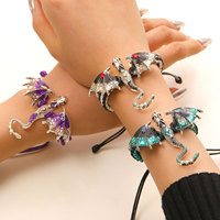 Bracelet unisexe ajustable en alliage, motif dragon volant, tressé à la main, avec goutte d'huile colorée rétro, pour fêtes et usage quotidien