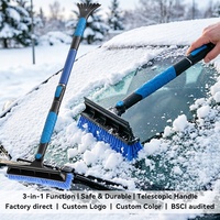 Brosse à neige télescopique et détachable Shunwei SD-X2002A de 49,6 pouces pour lavage de voiture, tête pivotante à 360°, grattoir long pour dégivrage, mousse