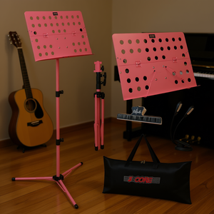 Support de musique pliable et réglable en métal, réglable en hauteur, pour guitaristes, support de partitions de piano, rose - Product Image 2