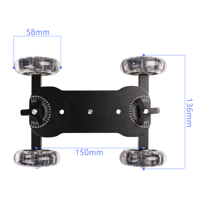 Kaliou Aluminum Alloy Camera Table Dolly Slider with 22 Pounds/10 Kilograms Load Capacity and Silicone Anti-skid Wheels