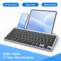 Keyboard Nirkabel Ultra Tipis 78 Tombol dengan Penyangga Ponsel, Keyboard Mini Slim Portabel untuk Laptop, Tablet, Desktop, Kantor
