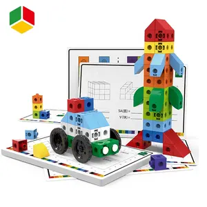 QS Mainan 120 Buah Pendidikan Prasekolah Warna-warni DIY Menghitung Kubus Blok Bangunan Mainan Anak-anak Bata Matematika Link Berpikir Kartu Pelatihan