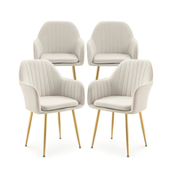 Chaise de salle à manger moderne en velours OEM, fauteuil confortable avec pieds en métal doré, chaise d'appoint rembourrée pour restaurant et salon