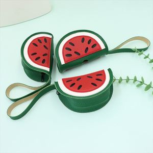 Cute Watermelon Shaped PU Leather Dog Waste Holder <b>Pet</b> Trash Bag <b>Carrier</b> Dog Poop Bag Dispenser for Outdoor Walking - Product Image 4
