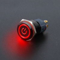 Logo personnalisé électronique 16mm oxyde d'aluminium noir bouton-poussoir LED autobloquant/momentané IP67 anneau alimentation 24V 12V