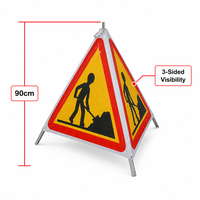 Triangle de signalisation personnalisé OEM avec trépied en acier 90 cm, rétro-réfléchissant jaune fluorescent, homologué CE E-mark, signalisation routière de sécurité