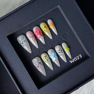 Хит продаж, готические накладки ручной работы в стиле панк-рок для ногтей, черные, красные, пресс-материалы, прижимные пальцы, искусственные ногти - Product Image 5