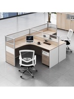 Bureau de travail en bois en forme de L, moderne, propre et soigné, avec tiroir utilitaire réglable en hauteur, pour usage commercial