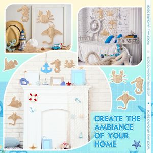 Ensemble <span class=keywords><strong>de</strong></span> 4 décorations artisanales en rotin sur le thème <span class=keywords><strong>de</strong></span> l'océan, style bohème, idéal pour la <span class=keywords><strong>salle</strong></span> <span class=keywords><strong>de</strong></span> <span class=keywords><strong>bain</strong></span> et l'art mural intérieur/extérieur - Product Image 3